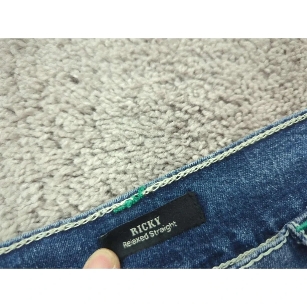 True Religion Jeans Mens 36 Faded Denim Ricky Relaxed Straight Medium Muggy Wash